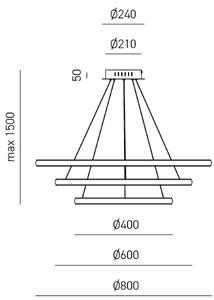 Lampadario moderno gea luce iole s3 t 62w led titanio sospensione lampada soffitto - Gea Luce