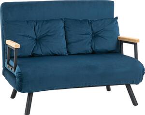 Fortuna Lai Divano letto Poltrona relax con funzione letto, divano pieghevole in velluto, schienale regolabile, blu 102x73x81 cm, ideale per la camera degli ospiti