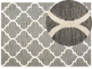 Tappeto Grigio Lana 160 x 230 cm Traliccio Quadrifoglio Trapuntato a Mano Orientale Trifoglio Marocchino Beliani