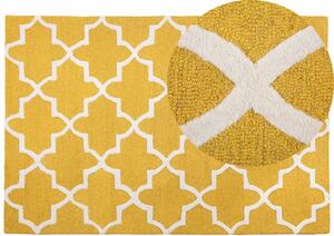 Tappeto tappetino Giallo Lana 160 x 230 cm Traliccio Quadrifoglio Trapuntato a Mano Orientale Marocchino Trifoglio Beliani