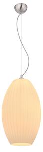 Globo Lighting lampada a sospensione in metallo nichel opaco, vetro opalino, bianco, altezza vetro 51 cm, ø: 285mm, H: 1200mm, escl. 1x E27 60W 230V