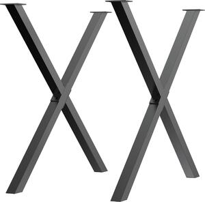 Fortuna Lai Gambe per tavolo 2 pezzi a forma di X in acciaio per tavolo da pranzo, scrivania, tavolino da caffè Nero 72 cm stabile e moderno