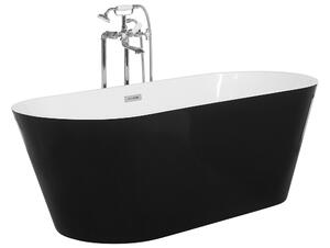 Vasca da bagno freestanding nera con bianco acrilico sanitario singolo 170 x 70 cm ovale in stile moderno Beliani