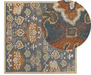 Tappeto multicolore lana 200 x 200 cm spessa pelo lungo motivo orientale Beliani