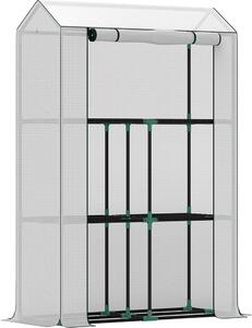 Serra Fortuna Lai con scaffali e porta scorrevole, serra in acciaio resistente all'inverno, serra per balcone, giardino, serra per pomodori con protezione UV 100x40x150 cm Serra per pomodori per ortaggi, fiori e piante Bianco