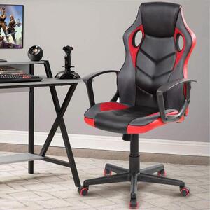 Sedia da gaming ergonomica, in ecopelle, con altezza regolabile e girevole