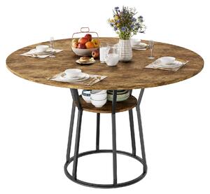 REMZETTA, tavolo rotondo, diametro 120 cm, aspetto legno, tavolo da cucina con ripiano e struttura in metallo nero, adatto per 4-6 persone, design industriale per cucina e sala da pranzo