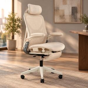 Sedia da ufficio ergonomica STILVORA, dotata di supporto lombare e poggiatesta 3D, sedia pieghevole con braccioli pieghevoli e schienale in rete, sedia da scrivania con pedali poggiapiedi