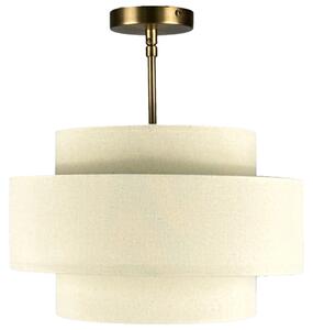 Lampada a sospensione Relaxdays, stile Mid-Century, retro, con paralume a 3 livelli, attacco E27, dimensioni: 36,5 x 35 cm, realizzata in lino e metallo, colore crema/ottone