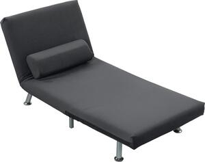 Fortuna Lai Poltrona reclinabile con funzione letto, poltrona relax pieghevole in velluto, schienale regolabile, 75 x 70 x 75 cm, grigio scuro