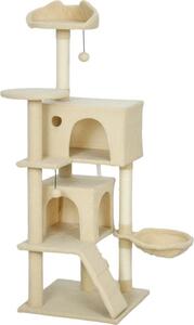 Fortuna Lai Tiragraffi 140 cm Torre per gatti con amaca, scaletta, cuccia, 2 palline di peluche, tronchi di sisal, 48 x 48 x 140 cm, beige