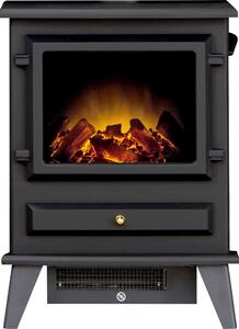Camino elettrico nero, con effetto fiamma a LED, potenza 0,9–1,8 kW