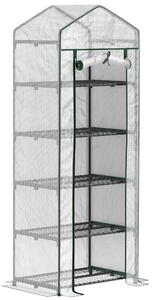 Serra Fortuna Lai con porta scorrevole, ripiani, serra in acciaio resistente all'inverno, serra per balcone, giardino, serra per pomodori 69 x 49 x 193 cm, serra per pomodori, ortaggi, fiori, bianco