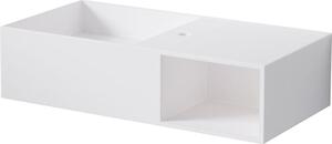 Steinberg Série 443 lavabo mural, avec compartiment ouvert à droite, 800x400x200mm, 1 trou pour robinet, avec trop-plein, SOLIDSurface, 4437120W, 4437120W