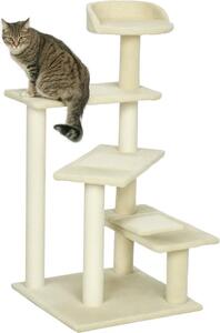 Fortuna Lai Tiragraffi 100 cm Torre per gatti con pali in sisal, ampia piattaforma, tiragraffi a più livelli, albero per arrampicarsi, per gatti di piccola e media taglia, beige