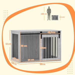 Fortuna Lai PawHut Gabbia per cani per la casa, cuccia chiudibile con ingresso, box per cani con porta scorrevole, cuccia per cani di taglia grande sotto i 30 kg, grigio, 98 x 58 x 61 cm