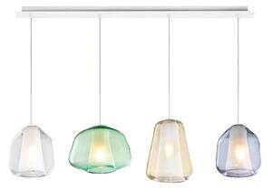 DOUBLE SKIN SOSPENSIONE LINEARE 4 LUCI BIANCA DIFFUSORI IN VETRO COLORATO LAMPADINE ATTACCO E27