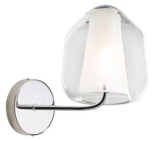 DOUBLE SKIN BETA APPLIQUE CON BASE CROMO E DIFFUSORE IN VETRO AMBRA,BLU O TRASPARENTE LAMPADINA ATTACCO E27