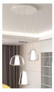 DOUBLE SKIN SOSPENSIONE ROTONDA 3 LUCI BIANCA DIFFUSORI IN VETRO TRASPARENTE LAMPADINE ATTACCO E27 MODERNA