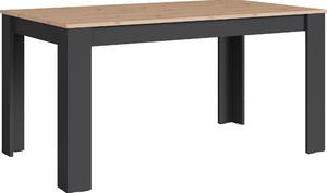ByLIVING Tavolo da pranzo NORI / Tavolo da cucina moderno effetto rovere / Base in melamina antracite / Tavolo grande / 160 x 90, H 75 cm