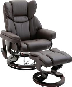 Poltrona relax Fortuna Lai Poltrona massaggiante con poggiapiedi e funzione reclinabile, ecopelle marrone 79x82x101 cm, comoda per il relax e il benessere | .de