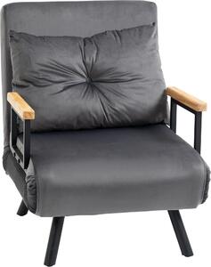 Fortuna Lai Poltrona letto Divano singolo con funzione letto, poltrona relax con schienale regolabile, effetto velluto, grigio scuro
