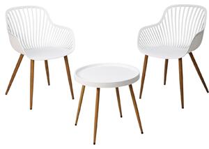 Set di mobili da giardino in plastica, tavolo e 2 poltrone, nero