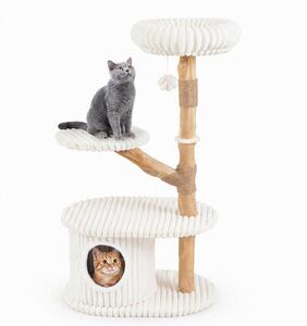 Albero per gatti KOMFOTTEU con piattaforma panoramica, pali in sisal e gioco a palla, completo di superfici in peluche, ideale come mobile per interni per gatti