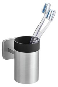 Portaspazzolino senza foratura color argento opaco in acciaio inox con aggancio Turbo-loc Porto – Wenko