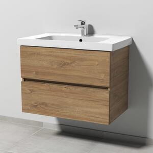Combinazione lavabo Sanipa Solo One Harmonia con lavabo in Vetroceramica da 80 cm e 2 cassetti