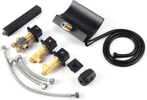 Set di rubinetteria per bagno - Rubinetto per vasca con illuminazione a LED - Cascata a 2 vie e doccetta - Montaggio a 5 fori - Design moderno - Nero