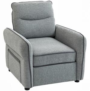 HOMCOM Poltrona 1 posto con tasca laterale, divano 2 posti da salotto in velluto egiziano, 80x81x90 cm, grigio | Aosom Italy