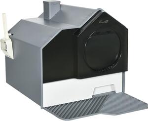 Fortuna Lai Lettiera per gatti dal design accattivante, 1 tappetino filtrante, 1 paletta, vaschetta rimovibile, grigio