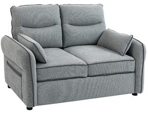 HOMCOM Divano 2 posti da salotto con 2 cuscini e tasca laterale, in velluto egiziano, 136x81x90 cm, grigio | Aosom Italy