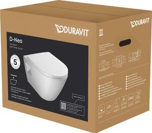 Duravit D-Neo Set pour WC suspendu, avec WC suspendu, siège de WC amovible inclus, 45780900A1, 45780900A1