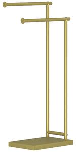 HOMCOM Portasciugamani da Bagno Moderno a Forma di L con 2 Barre e Struttura Metallica Portasciugamani, 35,5x20x78 cm, Oro | Aosom Italy