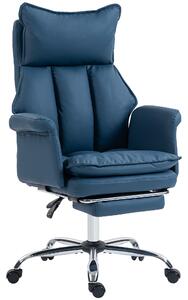 HOMCOM Sedia da Ufficio con Poggiapiedi e Schienale Reclinabile, Alto Imbottitura e Spessa Rivestita, 69x65x116 cm, Blu | Aosom Italy