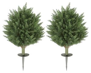 HOMCOM Set da 2 Piante Artificiali, Cipresso UV-resistente con 387 Foglie e Picchetto da Terra, 40x60 cm, Verde | Aosom Italy