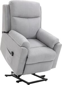 Poltrona elettrica Fortuna Lai con funzione reclinabile per anziani, rivestimento in lino grigio chiaro 83 x 89 x 102 cm, comodo ausilio per alzarsi
