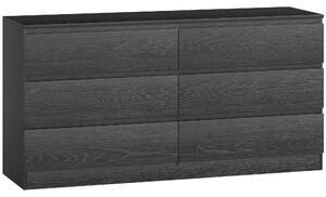 HOMCOM Cassettiera Moderno con 6 Cassetti, Cassettiera per Soggiorno, Camera e Ufficio, 140x40x71 cm, Nero Venato | Aosom Italy