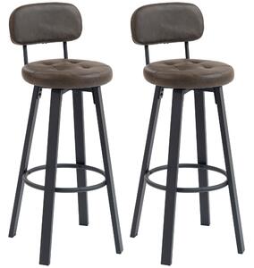 HOMCOM Set di 2 Sgabelli Alti da Bar con Schienale e Poggiapiedi, Rotanti Rivestiti in PU e Struttura in Metallo, 35.5x43.5x98 cm, Marrone scuro | Aosom Italy