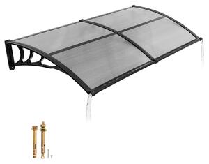 Tettoia per porta d'ingresso - Tettoia ad arco - 96,5 x 198,7 cm - Policarbonato - Con sistema di drenaggio - Supporti in ABS - Resistente alle intemperie e ai raggi UV - Grigio fumo