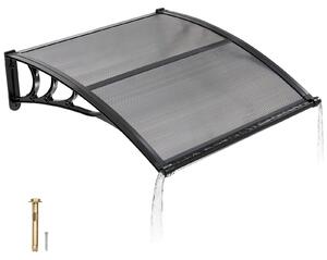 Tettoia per porta d'ingresso - Tettoia ad arco 96,5 x 101,7 cm - Policarbonato - Con sistema di drenaggio - Supporti in ABS - Protezione dalle intemperie e dai raggi UV - Grigio fumo