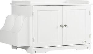 Fortuna Lai Armadio per gatti Lettiera con divisorio regolabile e ante magnetiche, bianco 86x48x52 cm per tenere i gatti con stile