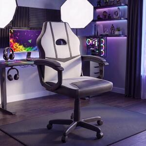 Sedia da gaming modello Racing Comet, bianca e nera, in ecopelle, girevole