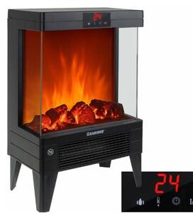 KAMINER EMBEGO 2000 W - Caminetto elettrico con fiamma 3D e termoventilatore, calore silenzioso per soggiorno/camera da letto, termostato, timer, telecomando 26400