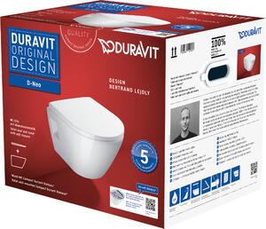Duravit D-Neo Set pour WC suspendu, avec WC suspendu Compact, siège de WC amovible inclus, 45870900A1, 45870900A1