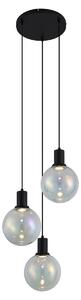 Lampada a sospensione di design nera con vetro arcobaleno rotonda a 3 luci - Mallon