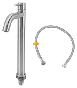 Rubinetto da cucina monocomando per acqua fredda, foro in acciaio inossidabile, bagno per casa, appartamento, alto e ricurvo