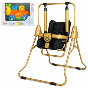 Altalena per bambini freestanding 3 in 1 ADBOR N1 Gold – adatta sia per l'esterno che per l'interno, con funzione di sdraio, colore nero e oro